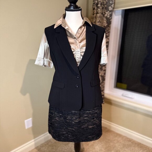 Reitman's long vest black lined office professional women's - Picture 3 of 9